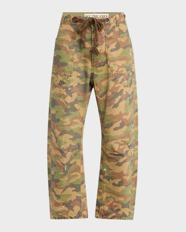 We The Free Moxie Printed Low-Slung Barrel Jeans